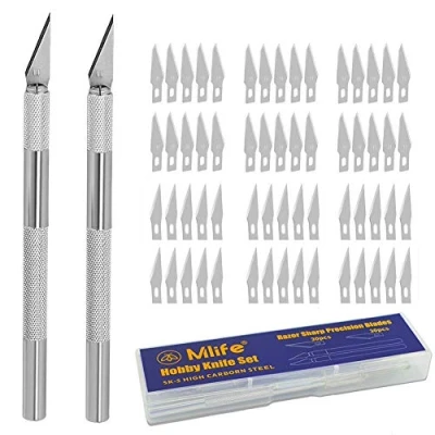 Imagen de Mlife Juego de cutter con 60 cuchillas recambio Cuchilla para trabajos artesanales Cúter intercambiables