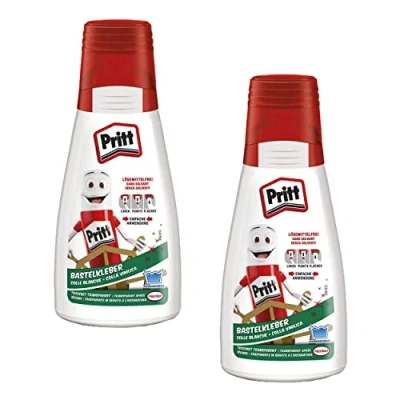Imagen de STAEDTLER Pritt, 2 frascos de 100 g Multiusos Secado Transparente para casa, la Escuela o Oficina, Pegamento Blanco Manualidades niños, Uncolored, One Size