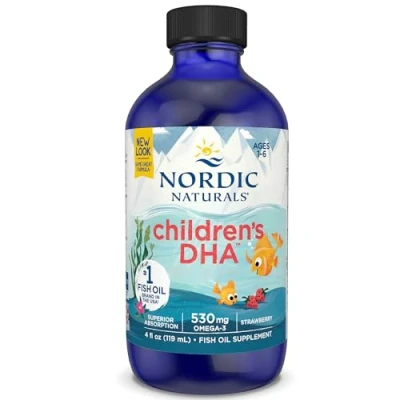 Imagen de Nordic Naturals, Children&#039;s DHA, 530mg Omega 3 de Aceite Hígado Bacalao, Sabor Fresa, con EPA y 119ml, Testado en Laboratorio, Sin Soja, Gluten, No GMO