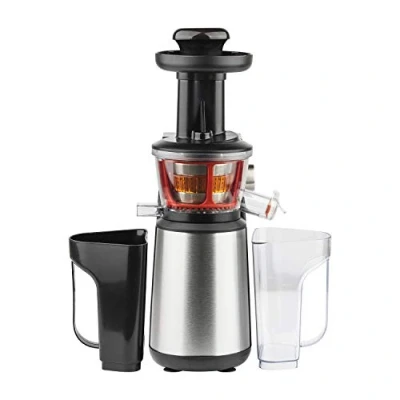 Imagen de H.Koenig Exprimidor Vertical GSX12 Acero Inoxidable Negro, Zumo de Frutas y Verduras, Sin BPA, Boca Ancha 82 mm, Presión Suave, 1 Litro, 400 W
