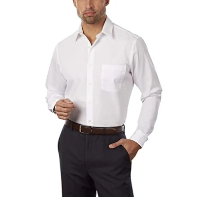 Imagen de Van Heusen Camisa de vestir para hombre (popelina), color liso Blanco 39.37 cm cuello/81.28/83.82 manga (M)