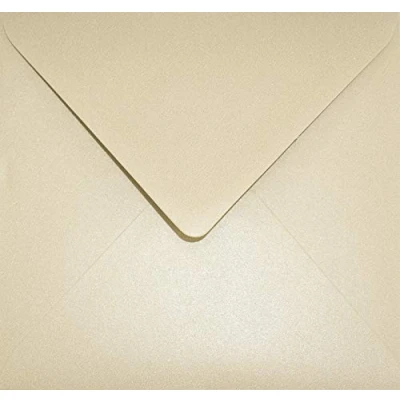 Imagen de Netuno 25 sobres cuadrados nacarados de color arena DIN K4 153x153mm 120g Aster Metallic Sand solapa engomada puntiaguda sin ventana para invitaciones boda Navidad carta tarjetas dinero regalo bautizo