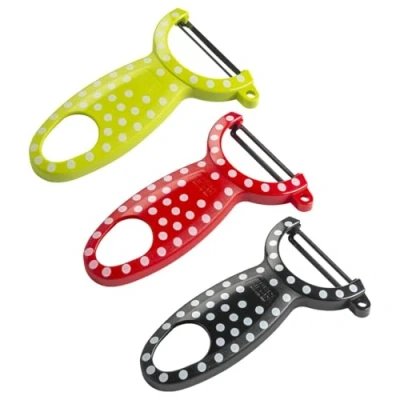 Imagen de Kuhn Rikon Juego de 3 peladores suizos lunares, rojo, amarillo, negro