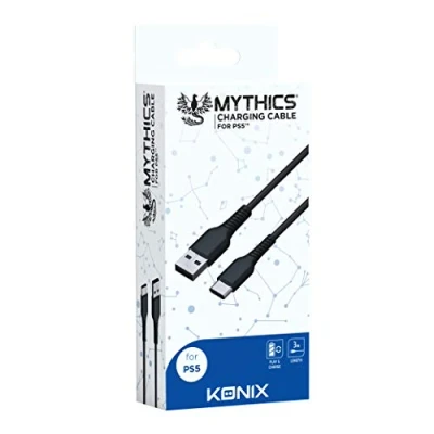 Imagen de Konix Mythics Cable de carga para mando DualSense PS5 USB tipo a C 3 m Negro