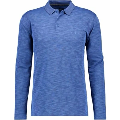 Imagen de RAGMAN Polo de punto suave para hombre, diseño llama, manga larga, Blue Melange 765, XL