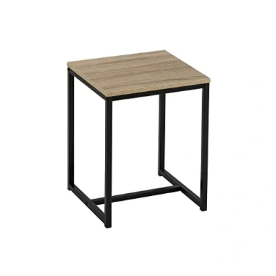 Imagen de LOLAhome Mesa Auxiliar de 40x40 cm Mesita Acero Negra Moderna para salón