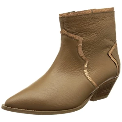 Imagen de L37 HANDMADE SHOES Botines I Cuero Natural Zapatos Hechos a Mano Cómodo y Elegante Here Comes The Rain I, Bota de Tobillo Mujer, Marrón Claro Dorado, 37 EU