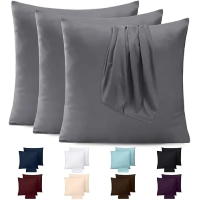 Imagen de Utopia Bedding Funda De Almohada Suave Microfibra Cepillada 100% Poliéster 50 x cm, Juego 4, Fundas Resistentes Al Encogimiento y a La Decoloración Gris