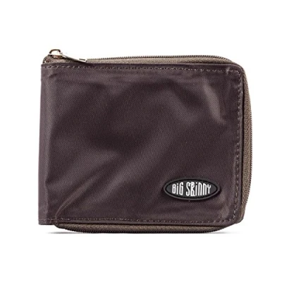 Imagen de Big Skinny Men&#039;s Zippered Bi Fold Slim Wallet, Holds Up to 25 Cards, Brown