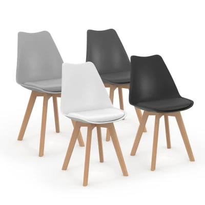 Imagen de IDMarket Juego de 4 sillas escandinavas SARA Mix Color Gris Oscuro, Claro, Blanco y Negro