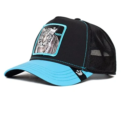 Imagen de Goorin Bros The Farm Glow Cats Collection Gorra tipo trucker unisex que brilla en la oscuridad, rayas azules, talla única, Mancha azul, única