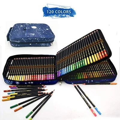 Imagen de 120 Lápices de Colores Profesionales,lapiz para colorear dibujo y Bosquejo Material Set,Incluye Caja Cremallera Portátil, Conjunto Ideal Adultos Niños