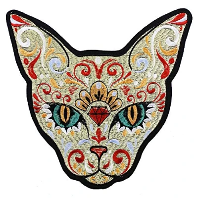 Imagen de Parches bordados de gato, insignias termoadhesivas para ropa, chaquetas, mochilas, manualidades, costura, 1 pieza
