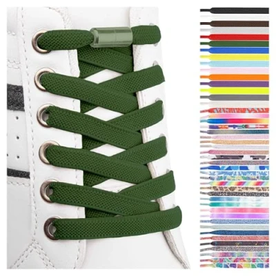 Imagen de SULPO 2 Pares cordones elásticos planos sin atar coloridos de cierre rápido zapatillas deporte elasticos niños atacadores