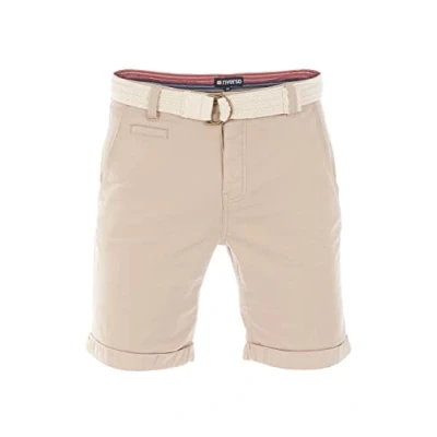 Imagen de riverso RIVHenry Pantalones Cortos Chinos Bermudas Cortos, 98% algodón, Azul, Claro Marino, Rojo, Verde, Naranja, Beige, Gris, W30 W42 Sahara Sand Beige W38