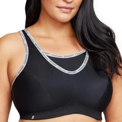 Imagen de Glamorise 1066 Sujetador Deportivo, Morado (Black), 90E (Talla del Fabricante: 34E) para Mujer