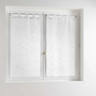 Imagen de Douceur d&#039;Intérieur Haltona Par de Cortinas pasantes, Rectas, Efecto Lino Tejido, 120 x 60 cm, poliéster, Blanco, cm