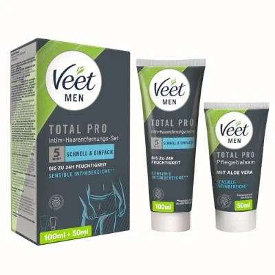 Imagen de Veet Men Kit de depilación íntima Crema depilatoria para la zona íntima, hombres, tubo 100 ml y bálsamo nutritivo 50