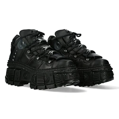 Imagen de New Rock Botas Unisex Suela TANK con Cordones Color Negro Piel/Unisex Black Boots Leather Shoelaces M.WALL106 S12 (numeric_41)