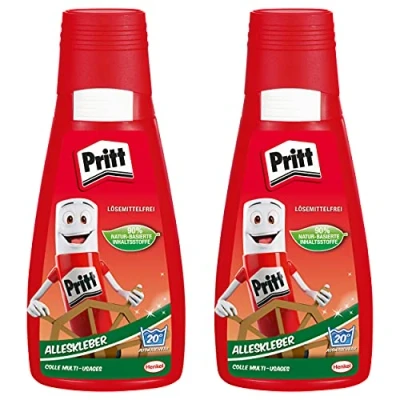 Imagen de Pritt Pegamento multiuso, de secado rápido y fácil aplicación, líquido sin disolventes para niños, blanco muchas manualidades, paquete valor con 2x 100 g