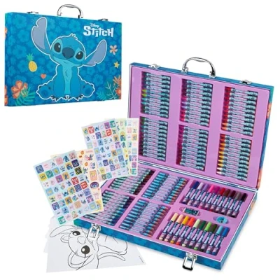 Imagen de Disney Princesa Set Maletin Rotuladores, Lápices de Colores, Crayones Más 130 Piezas Estuche Suministros Arte (Multicolor Stitch)