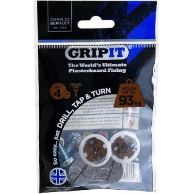 Imagen de Grip It 202 304, Fijaciones para pladur 20mm, paredes de entramado carga máxima 93 Kg, color Marrón (paquete 4)
