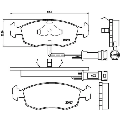 Imagen de BREMBO P 24 007 Juego de pastillas freno con contacto avisador desgaste sin accesorios FORD: ESCORT 6, Sierra Mk2 Berlina, 4