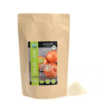 Imagen de cebolla orgánica molida (500g), en polvo, cebollas de cultivo orgánico, polvo probada laboratorio, 100% pura y natural