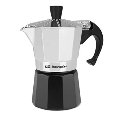 Imagen de Orbegozo KFM 230 Cafetera italiana de Aluminio, 2 Tazas (100 ml), Color Plata, Negro