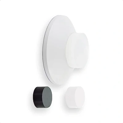 Imagen de EVI Herrajes Tope de Puerta para Colocación en Pared 45 x 17 mm Acero Inoxidable Lacado Blanco Goma Blanca y Negra Incluidas Instalacion Adhesiva o con Tornillo