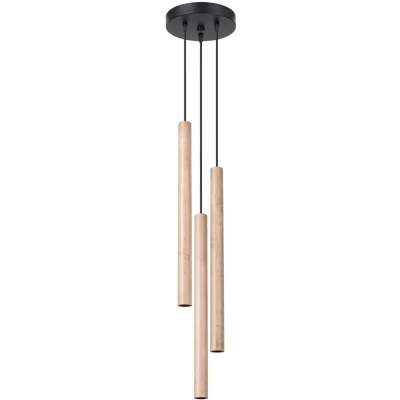Imagen de SOLLUX lighting PASTELO 3P Lámpara colgante de madera 3 bombillas mesa comedor Casquillo G9 Bombilla no incluida lámparas colgantes &amp; 19,5x19,5x115cm