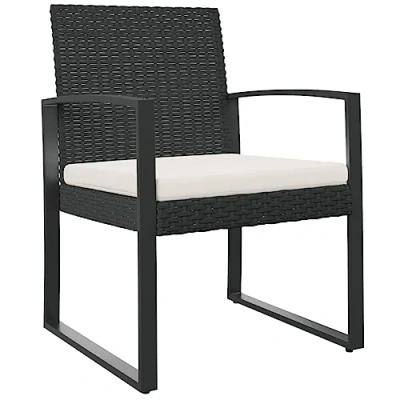 Imagen de vidaXL Sillas de Comedor para jardín 2 uds PP Aspecto ratán Negro