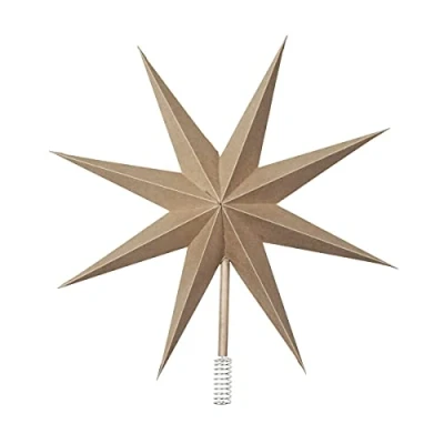 Imagen de Broste Copenhagen Top Star 70080390 Punta para árbol de Navidad (Papel, 30 cm), Color marrón