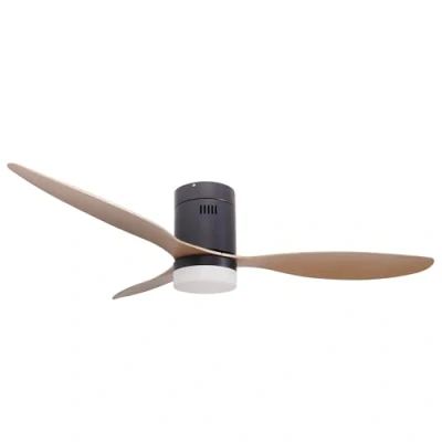 Imagen de Jocca Ventilador Techo con Luz LED Regulable Negro Madera Natural Mando a Distancia 3 Aspas 64cm 6 Velocidades 40W Temporizador Diámetro 132cm Función Verano e Invierno