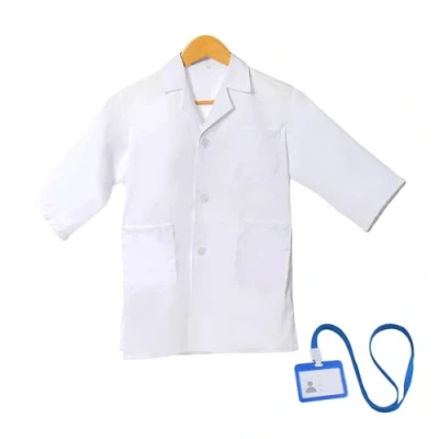 Imagen de DGUSO Bata Blanca Niño de Laboratrio Niños, Medico Algodón+Poliéster Niña, Disfraz Cientifico Niño, Niñao para Niños y Niñas Estudiantes