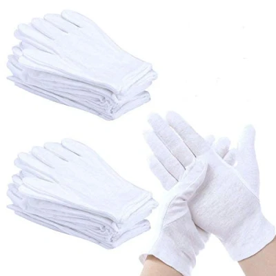 Imagen de PERFETSELL 12 Pares 24 Guantes Blancos Algodon 100% de Algodón Finos Dermatologicos Trabajo Blanco Disfraz Camarero Adulto para Manos