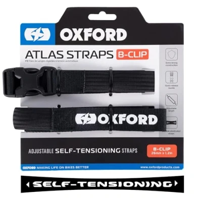 Imagen de Atlas B Clip (par), 26 mm x 1,2 m, Negro, Correa de Equipaje Ajustable para Motocicleta