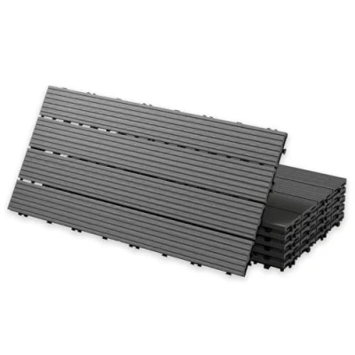 Imagen de YOEVU Baldosas de Exterior Madera Composite WPC Antideslizantes y Resistentes al Agua Fácil Instalación 1m² Superficie Terraza, Patio Jardín, Gris, 30X60cm