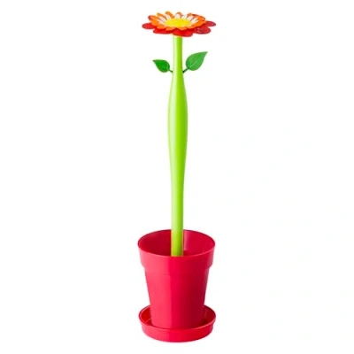 Imagen de Vigar Escobilla de Baño Modelo Flower Power 11,5 x 48 cm Limpieza del Inodoro Accesorio para WC Escobillero Original Flor Rojo