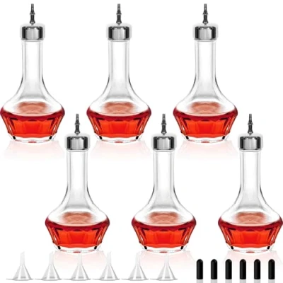 Imagen de Bitters Bottle Juego de 6 botellas vidrio 50 ml con tapa salpicadero, herramienta profesional para hacer cócteles