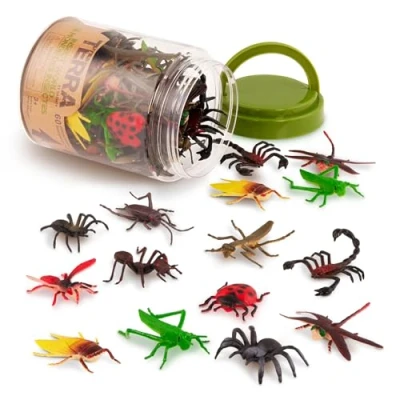 Imagen de Terra 60 piece animal figuras colección insecto y araña juguete set tarántula, saltamontes, escorpión, libélula más juguetes para edades 3+