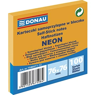 Imagen de Danubio 7586011 12 Notas Adhesivas, 76 x mm, 1 100 hojas, Neon, Color Naranja
