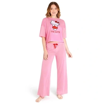 Imagen de Hello Kitty Pijama Mujer, Camiseta con Mangas Cortas y Pantalones Largos Regalos para Ella (Rosa, XL)
