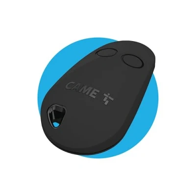 Imagen de CAME Mando a distancia bicanal para puertas, Código fijo, 433,92 MHz, Función de aprendizaje, Compatibilidad exclusiva con mod.CAME