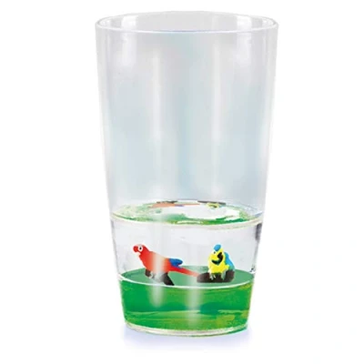 Imagen de Deluxebase Vaso Floatarama loro de acrílico con figuritas animales flotantes. 250ml diseño libre BPA para niños y adultos