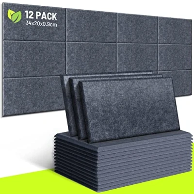 Imagen de CAHAYA Paquetes De Paneles Acústicos 9 Mm Grosor Acolchados Sin Adhesivo En La Parte Posterior 34 * 20 Cm Panel Aislamiento Acústico Que Absorbe El Ruido Para Las, Gris Oscuro CY0313 3