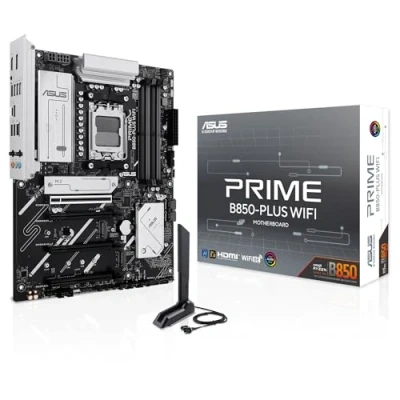 Imagen de ASUS PRIME B850 PLUS WIFI Placa base AMD ATX, DDR5, PCIe 5.0 Ready, tres ranuras M.2, Wi Fi 6E, Realtek 2.5Gb Ethernet, DisplayPort, HDMI, USB 10 Gbps Tipo A y C, BIOS FlashBack, Aura Sync
