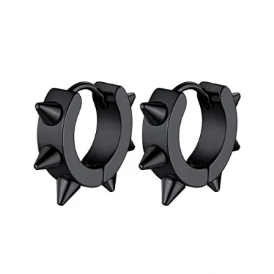 Imagen de GoldChic Pendientes Acero Pequeno 9mm Aros para Hombres Mujeres, Dorado