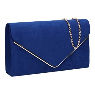 Imagen de SwankySwans Bolso de mano Oscar con sobre, terciopelo, para fiesta graduación, mujer, color Azul, Talla Unica