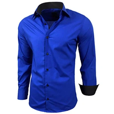 Imagen de Baxboy Camisa de manga larga para hombre, corte ajustado, fácil planchar, trajes, trabajo, bodas, tiempo libre, R 44 Sax XXXXL